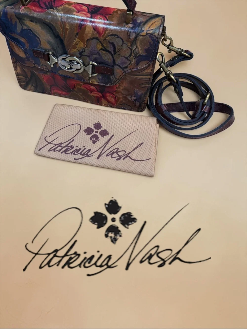 NWT Patricia Nash Porcili Leather Top Handle Crossbody Floral Satchel